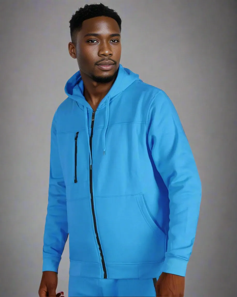 Men’s Warm Winter Tech Fleece Sweat Jacket Sweatpants Jogger Outfit
