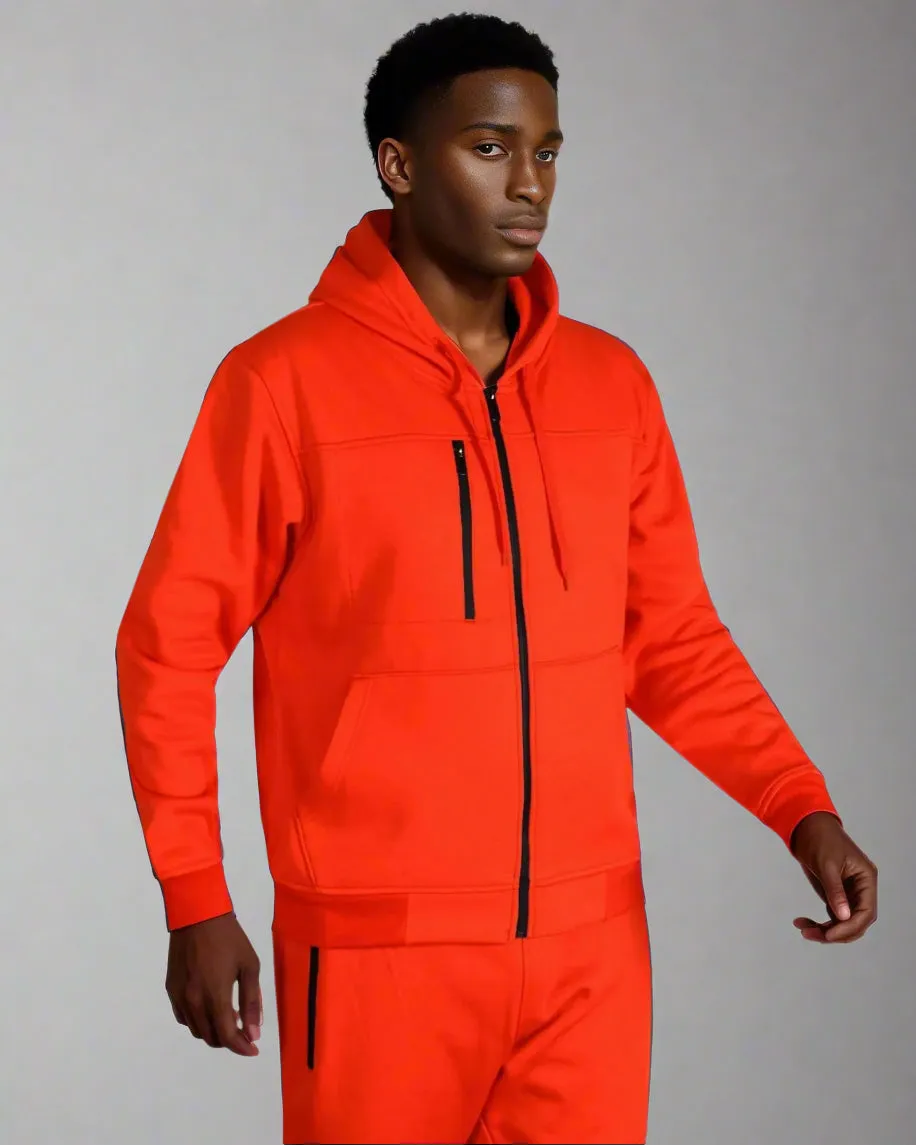 Men’s Warm Winter Tech Fleece Sweat Jacket Sweatpants Jogger Outfit