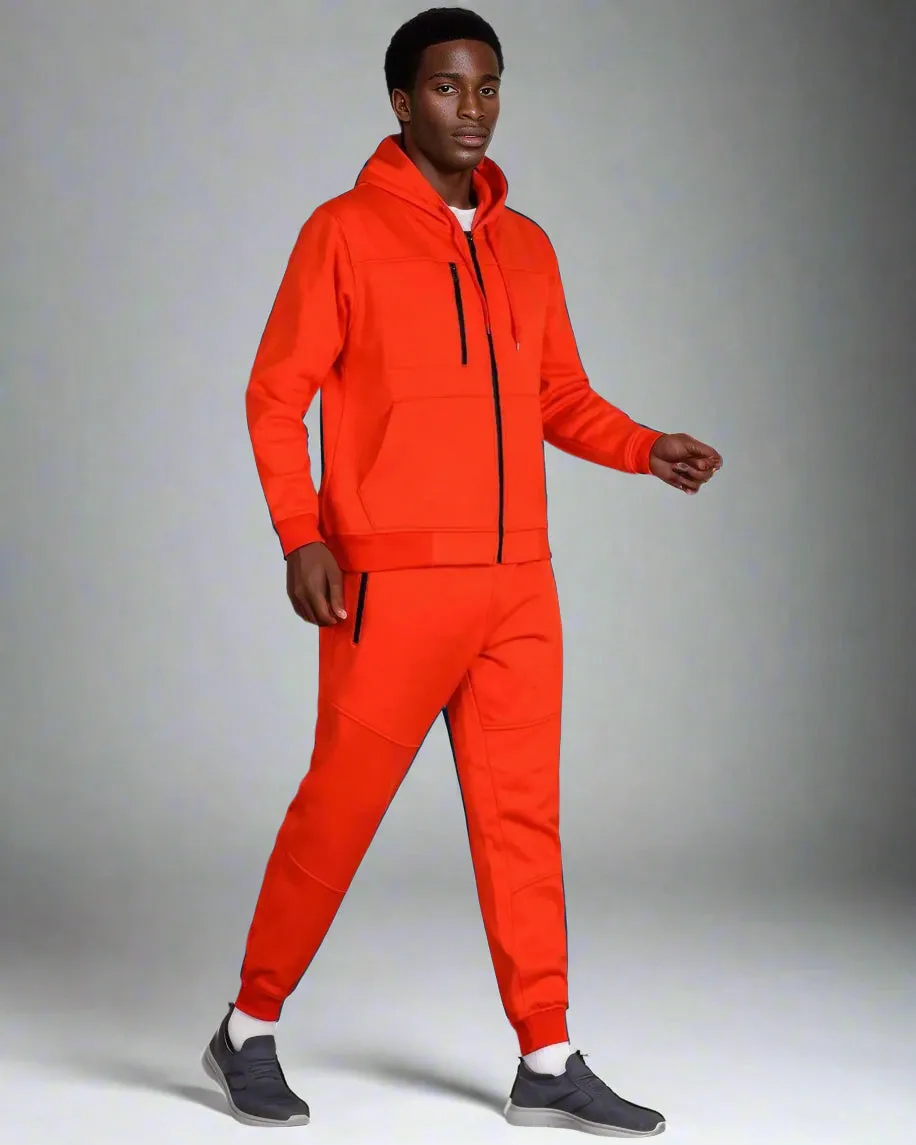 Men’s Warm Winter Tech Fleece Sweat Jacket Sweatpants Jogger Outfit