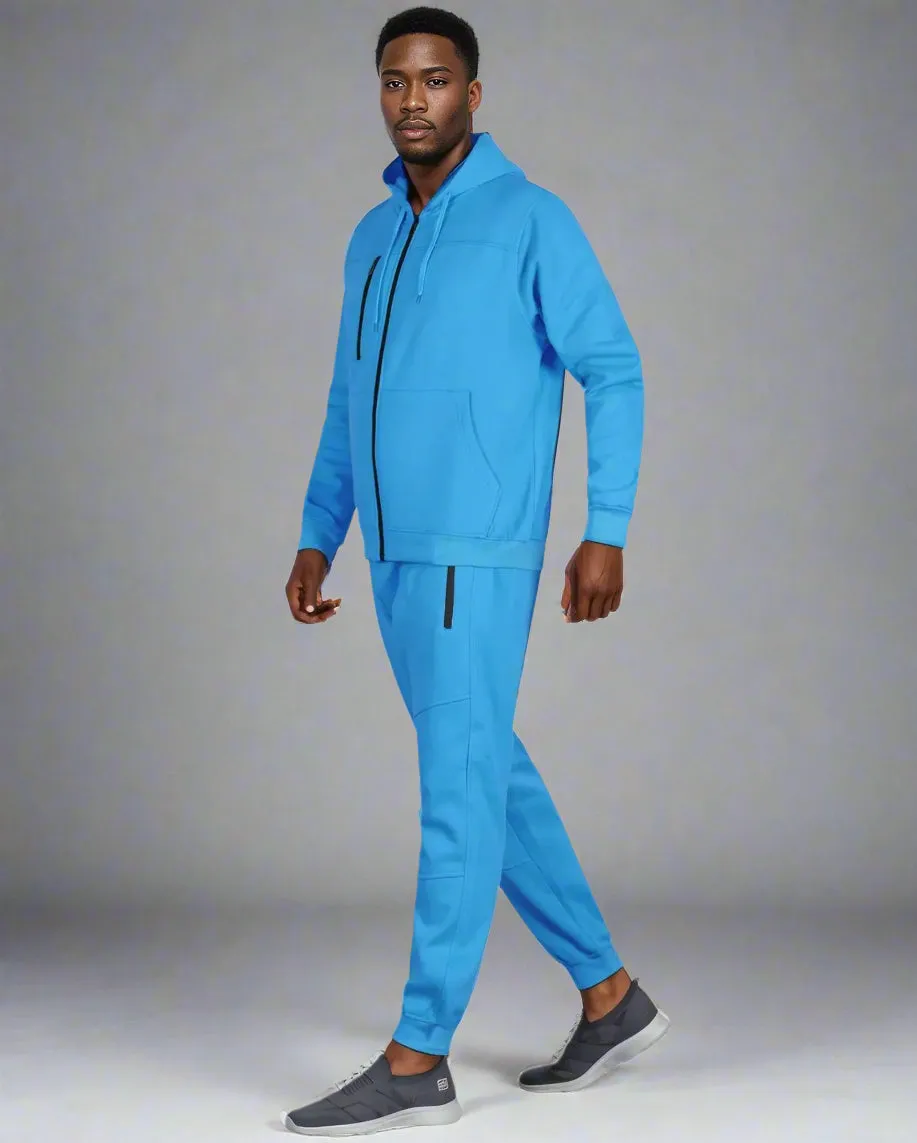Men’s Warm Winter Tech Fleece Sweat Jacket Sweatpants Jogger Outfit