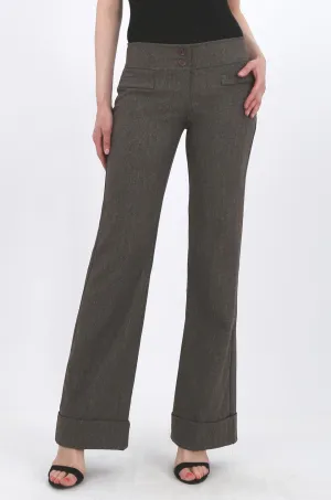 MISS PINKI Sage tailored cuffed work pants in coffee brown