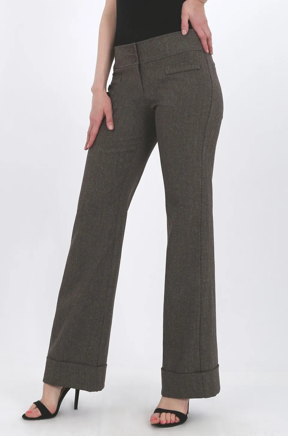 MISS PINKI Sage tailored cuffed work pants in coffee brown