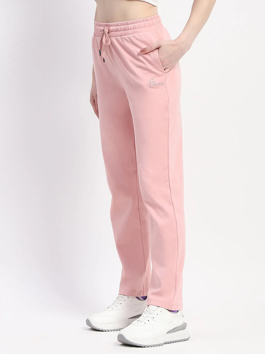 mSECRET Peach Typography Straight-Leg Cotton Track Bottoms
