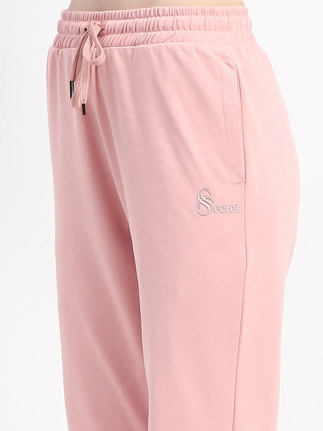 mSECRET Peach Typography Straight-Leg Cotton Track Bottoms