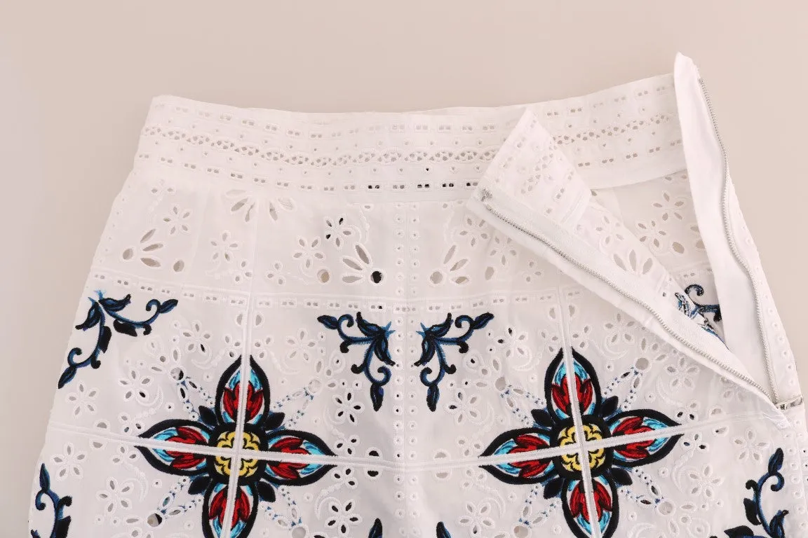 Mulicolor Majolica Cutout Capri Pants