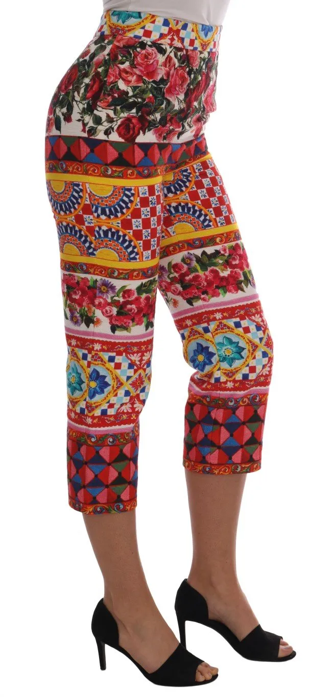 Multicolor Carretto Print Capri Pants