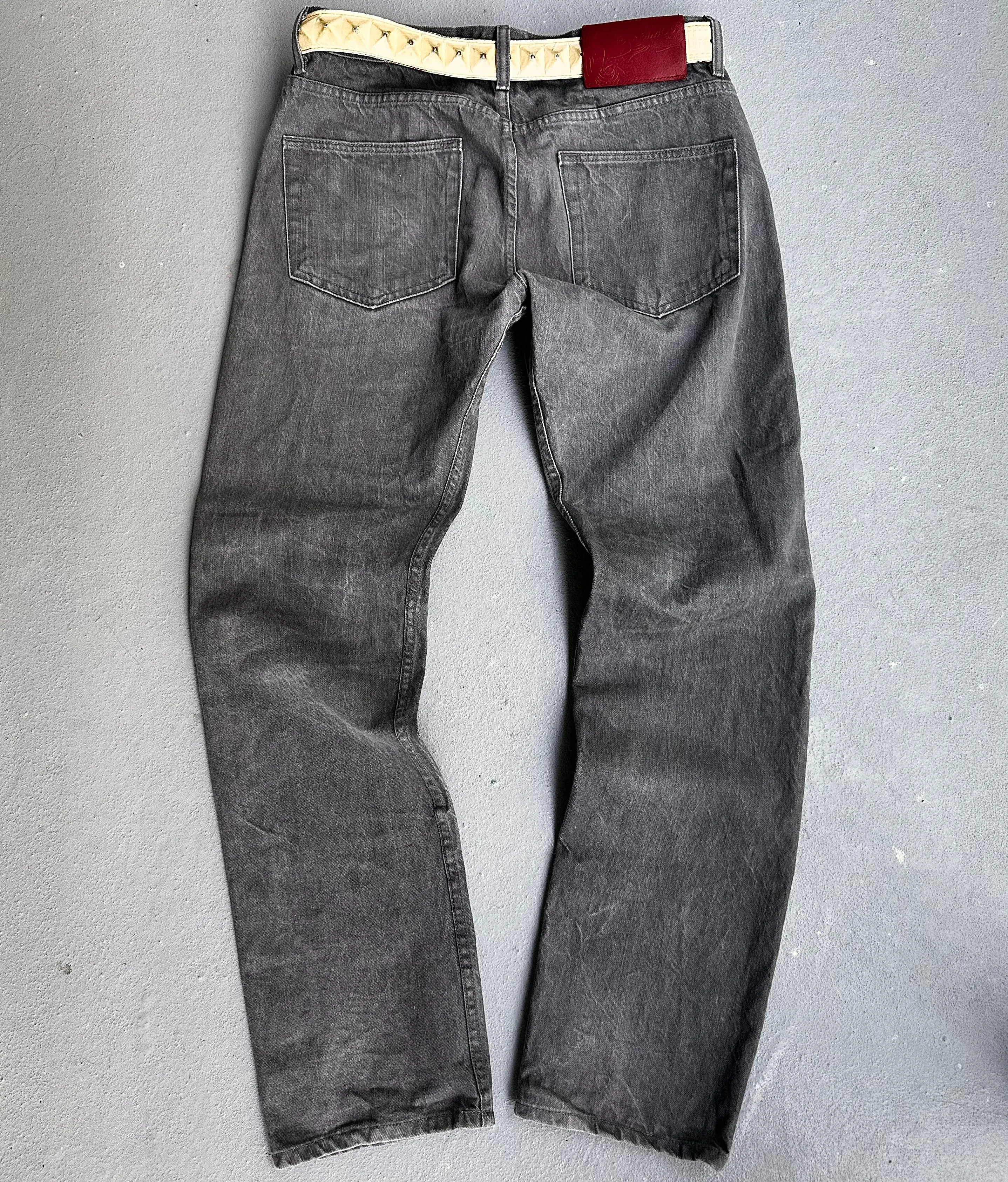 Naked & Famous Denim Washed Grey Selvage Bootcut Denim