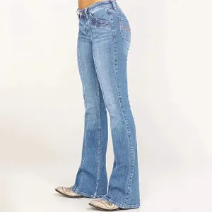 NEW GOKKILRW Bell Bottom Jeans for Women High Waisted Skinny Wide Leg Denim Pants Stretchy Bootcut Flared Jeans Pants Ankle Jeans, Light Blue, Sz M