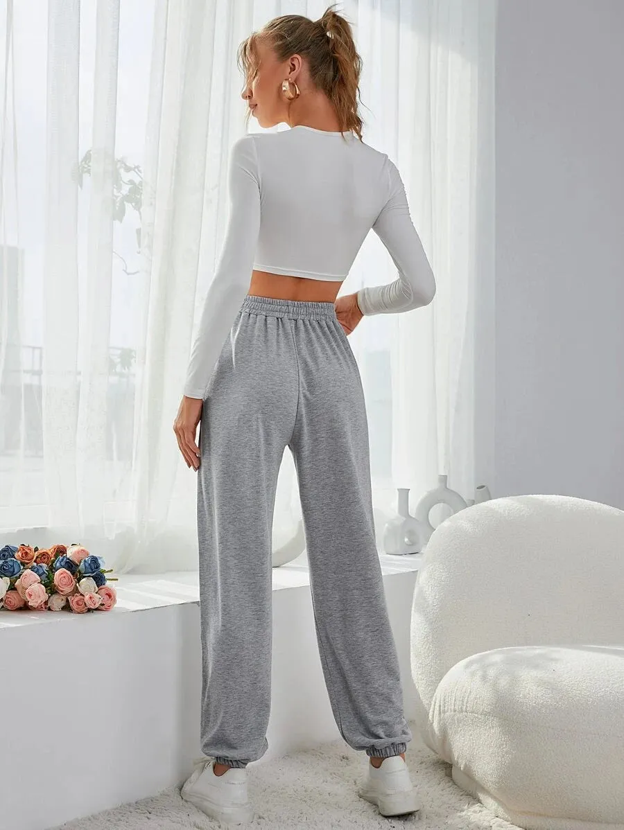 New Women's Shein Elastic Waist Solid Sweatpants in Grey, Sz M! Rated 4.84 out of 5 stars! "Fits true, so comfy"