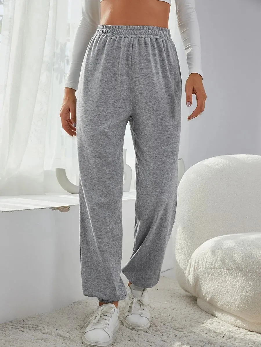 New Women's Shein Elastic Waist Solid Sweatpants in Grey, Sz M! Rated 4.84 out of 5 stars! "Fits true, so comfy"