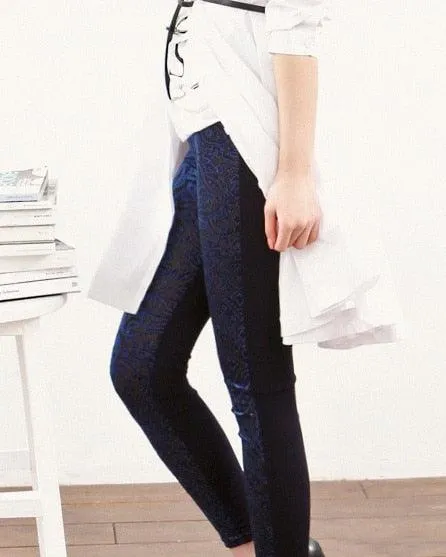 Nine-Minute Bud Silk Pants with Hollow Out Net Yarn Design - Stylish