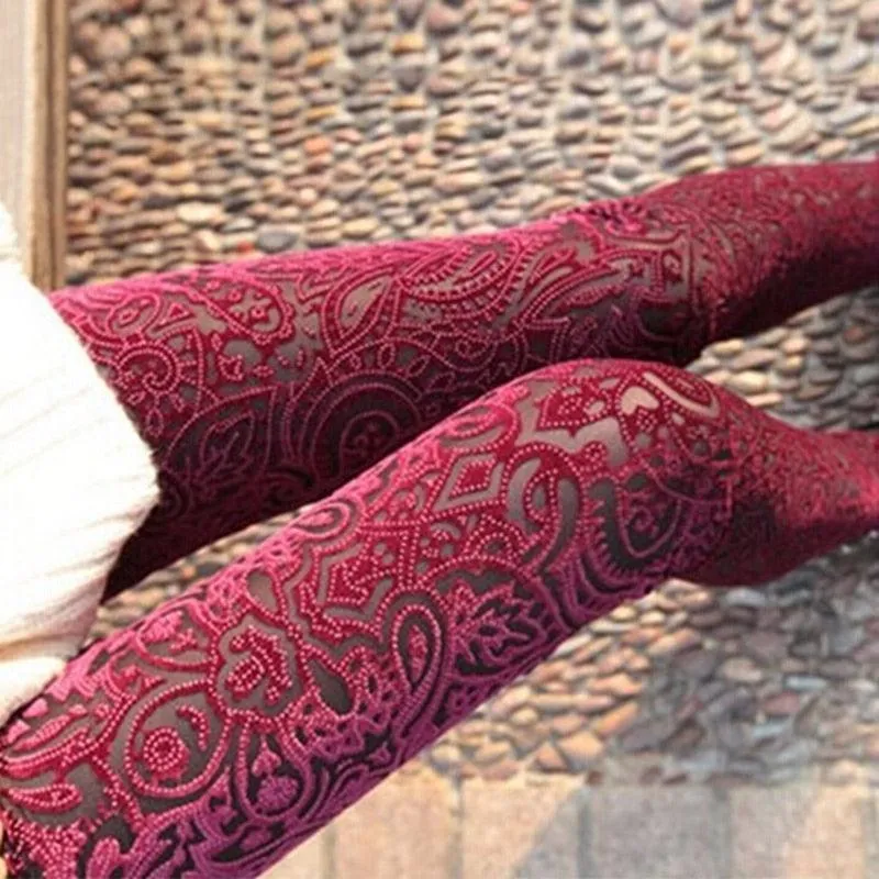 Nine-Minute Bud Silk Pants with Hollow Out Net Yarn Design - Stylish