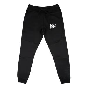 NP Embroidered Men's Panelled Jogger - Black