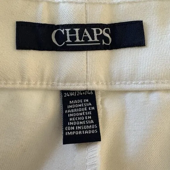NWT CHAPS White Slimming Fit Capri Pants Women's Size 24W (1132)
