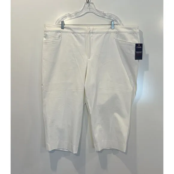 NWT CHAPS White Slimming Fit Capri Pants Women's Size 24W (1132)