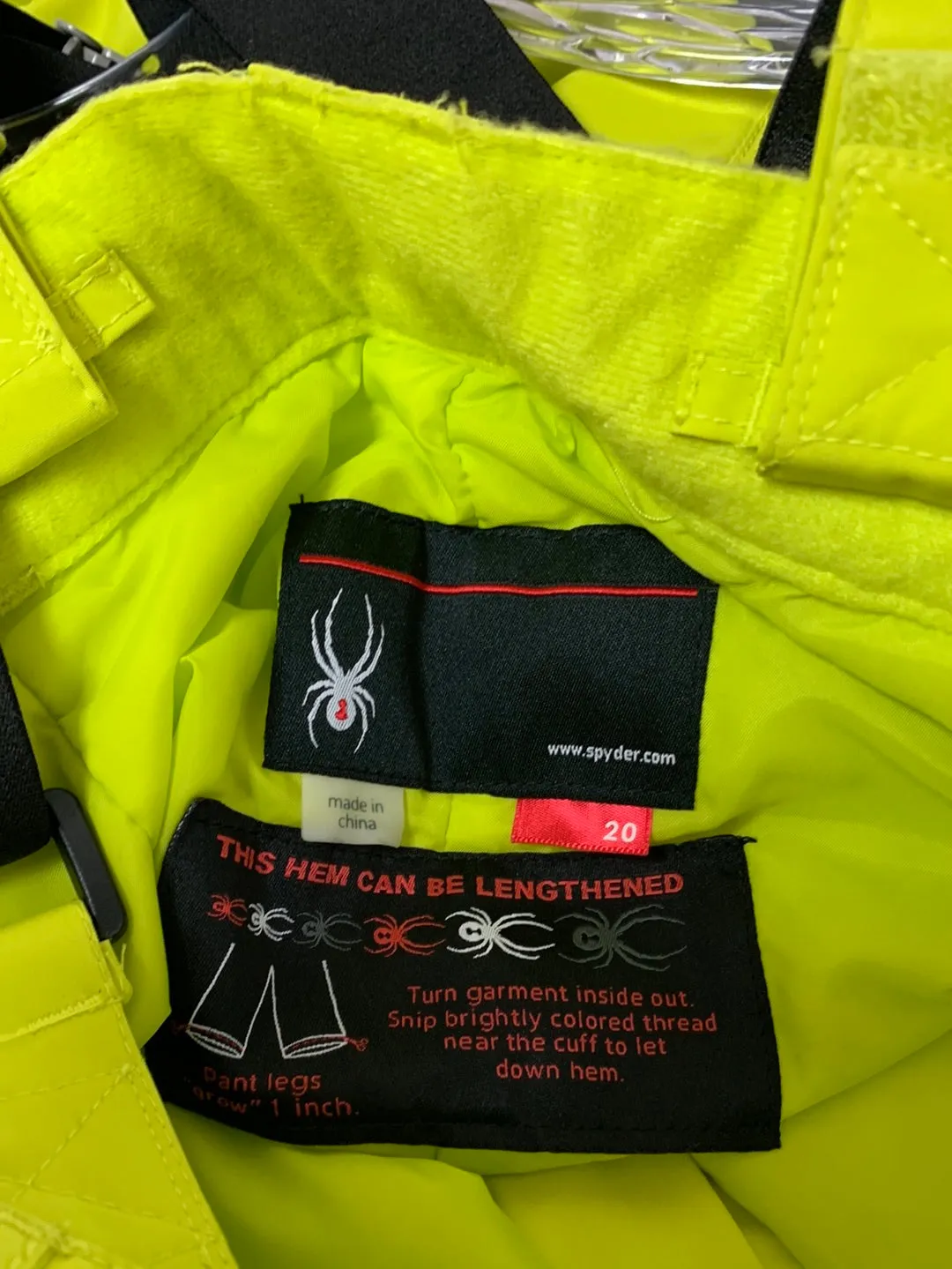 NWT - SPYDER acid neon yellow Ski Propulsion Insulated Pants - Kyd's 20