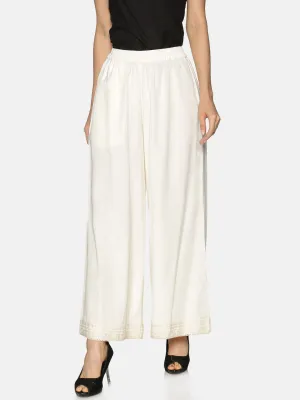 Off-White Solid Wide Leg Palazzo