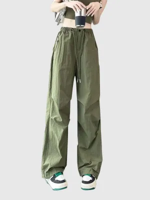 Olive Parachute Jogger With Flap Pockets
