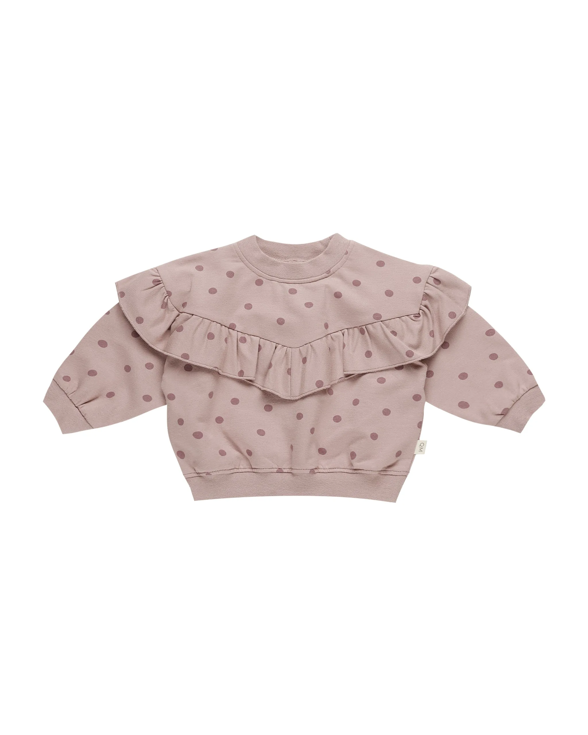 ORGANIC Ruffle Fleece Sweatshirt || Polka Dots