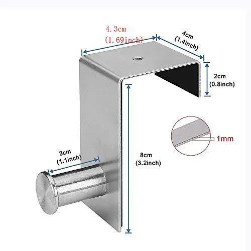Over The Door Hooks Hanger Towel Rack - 18/8 Stainless Steel Multiple Use Z Shaped Hanging Over Door Hooks Use for Kitchen, Bathroom, Bedroom, Office, Cabinet Door Storage Organizer (2 Pack)