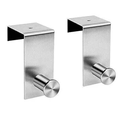 Over The Door Hooks Hanger Towel Rack - 18/8 Stainless Steel Multiple Use Z Shaped Hanging Over Door Hooks Use for Kitchen, Bathroom, Bedroom, Office, Cabinet Door Storage Organizer (2 Pack)