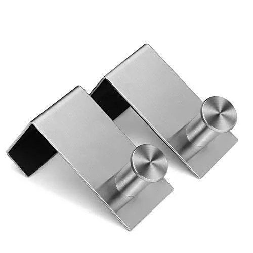 Over The Door Hooks Hanger Towel Rack - 18/8 Stainless Steel Multiple Use Z Shaped Hanging Over Door Hooks Use for Kitchen, Bathroom, Bedroom, Office, Cabinet Door Storage Organizer (2 Pack)