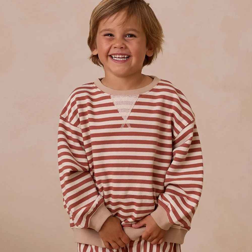 Oversized Crew & Joggers Set | Poppy Stripe
