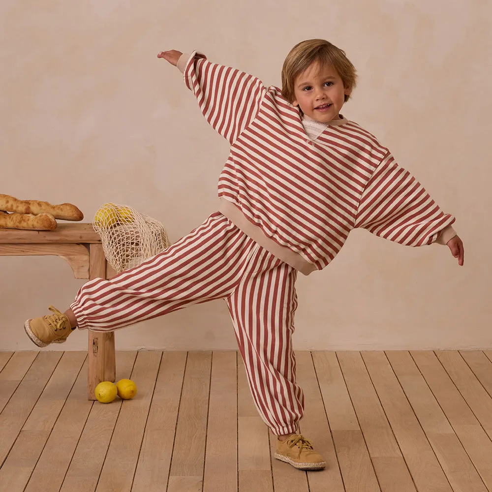 Oversized Crew & Joggers Set | Poppy Stripe