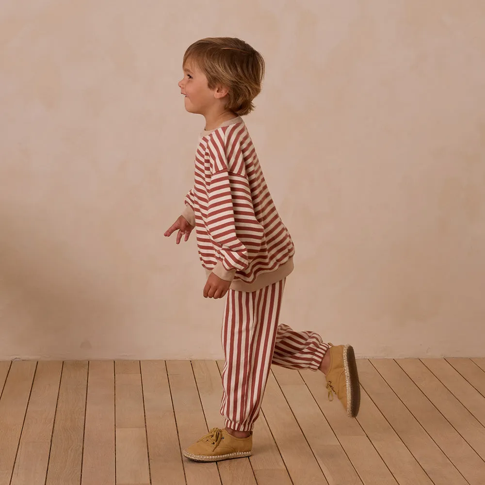 Oversized Crew & Joggers Set | Poppy Stripe