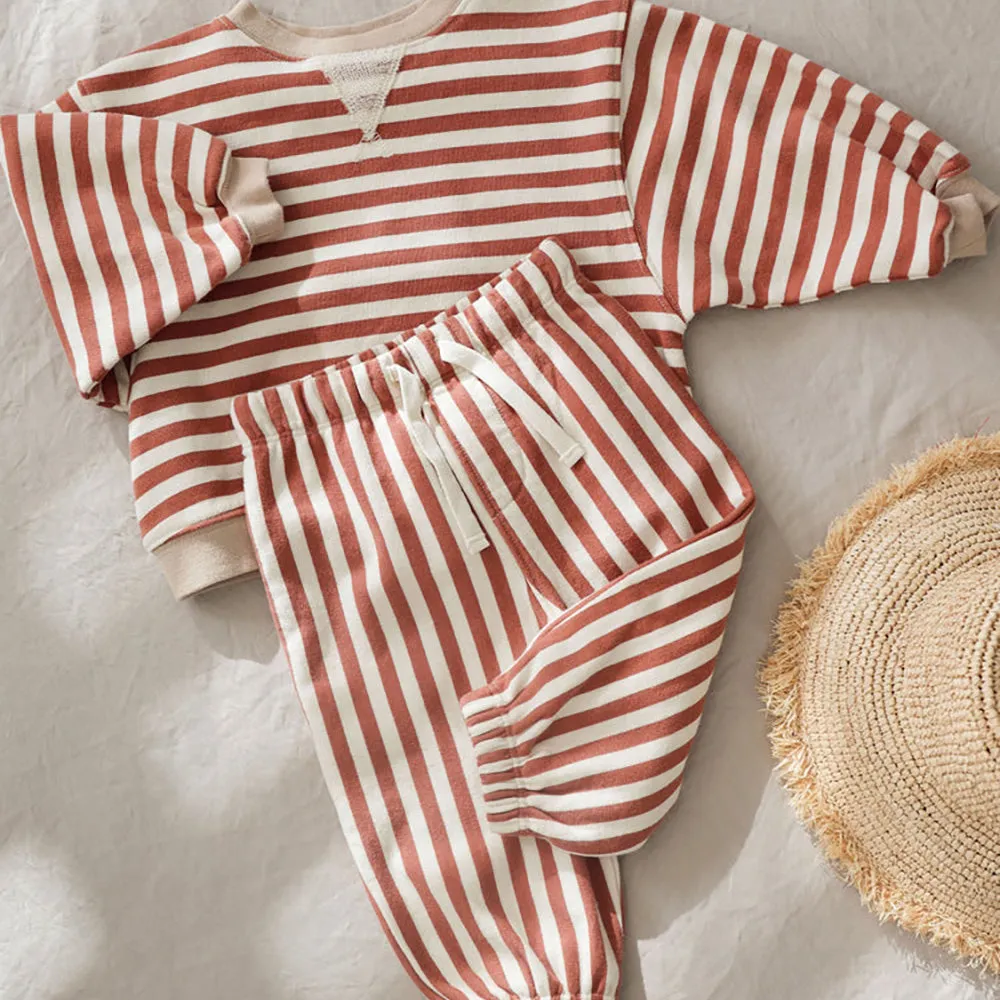Oversized Crew & Joggers Set | Poppy Stripe