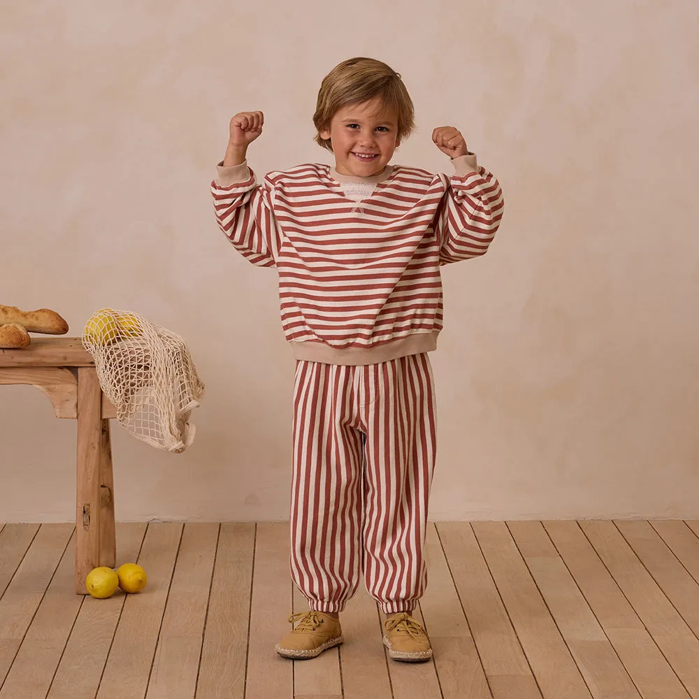 Oversized Crew & Joggers Set | Poppy Stripe
