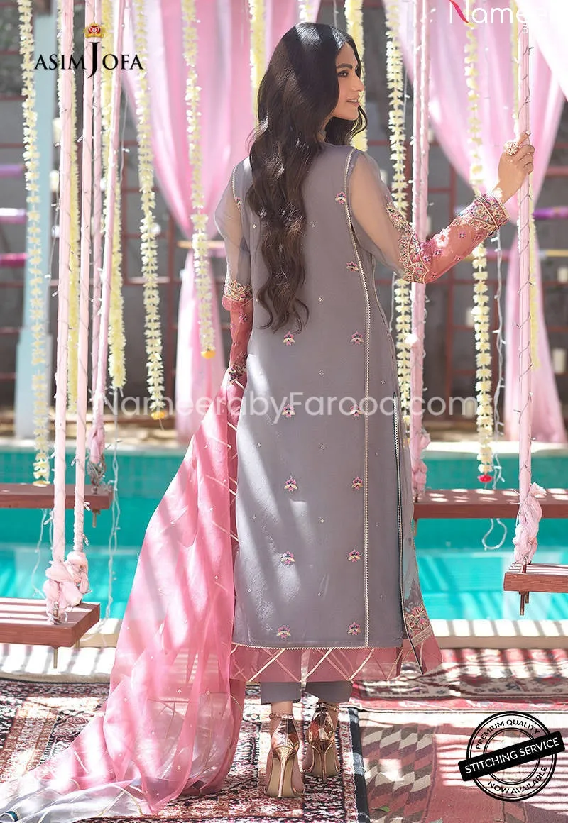 Pakistani Grey Eid Salwar Kameez Designer Dress #PN458