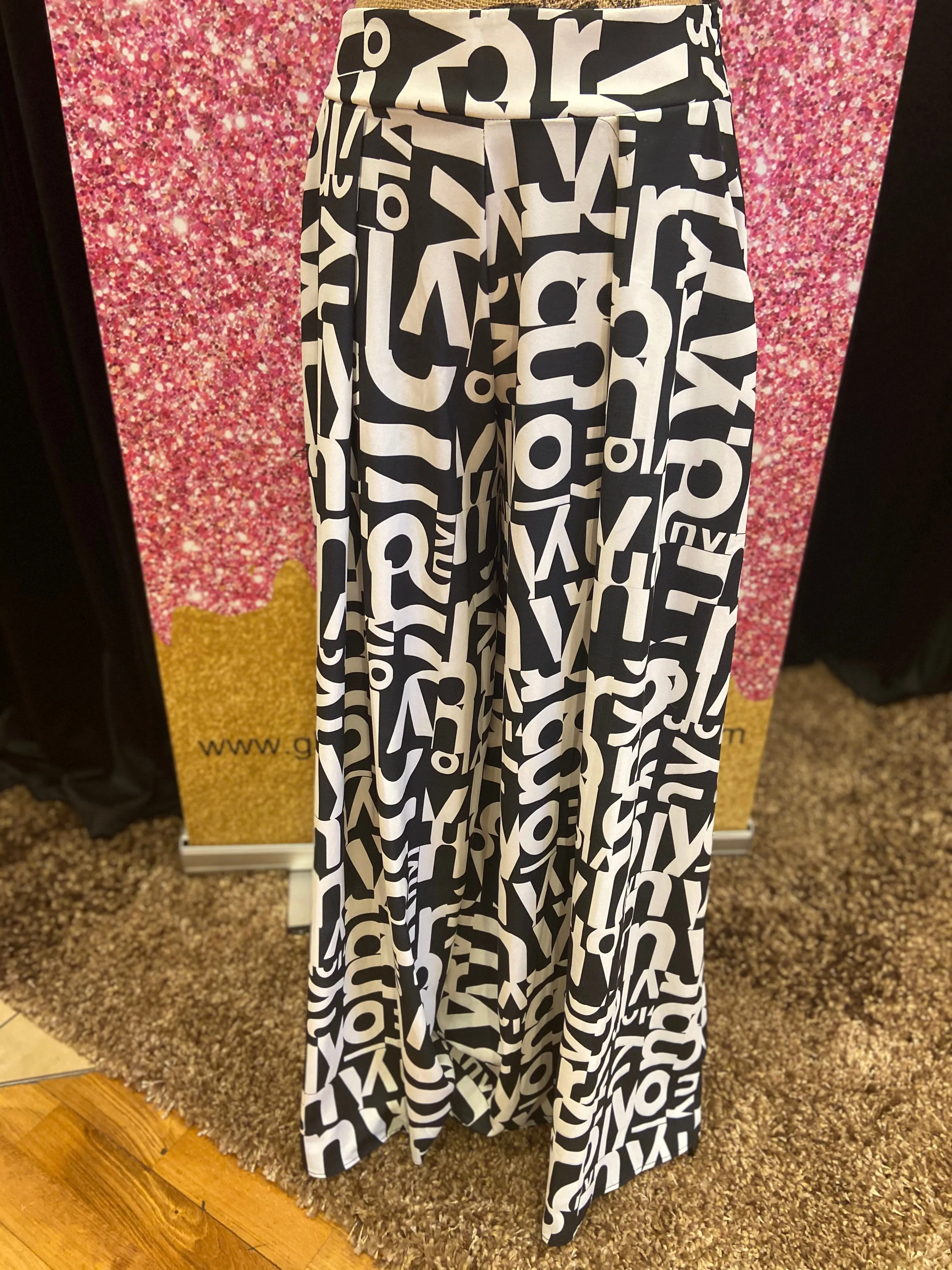 Palazzo Graphic Print Wide  Leg Pants