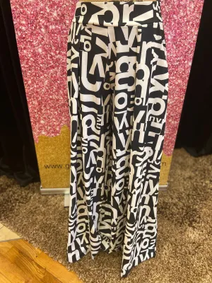 Palazzo Graphic Print Wide  Leg Pants