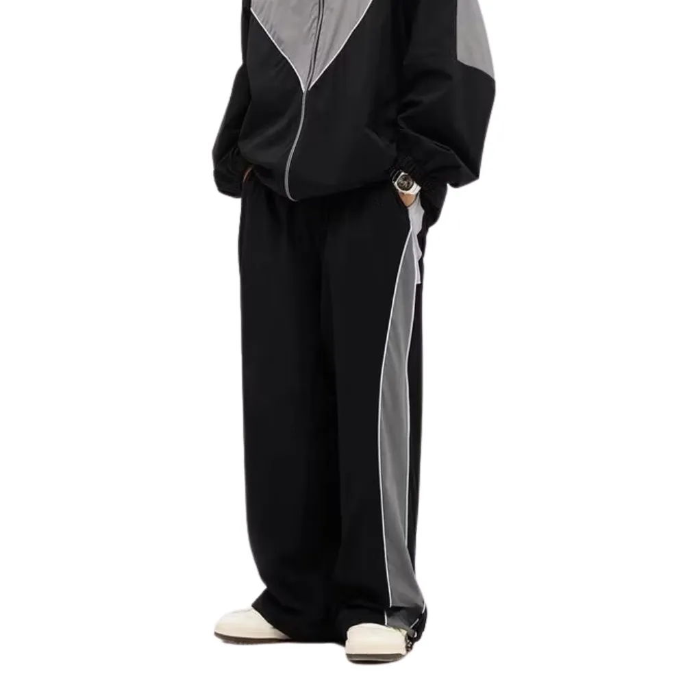 Paneled Stripe Contrast Baggy Sweatpants