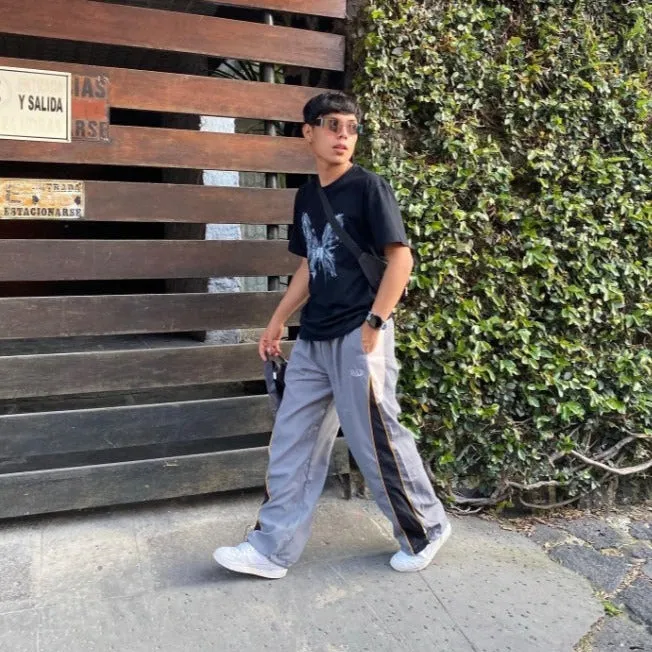 Paneled Stripe Contrast Baggy Sweatpants