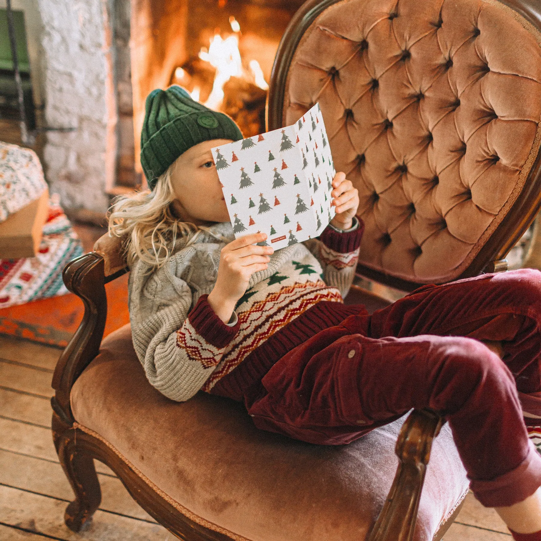 Pantalon bourgogne en velours côtelé, enfant || Burgundy corduroy pants, child