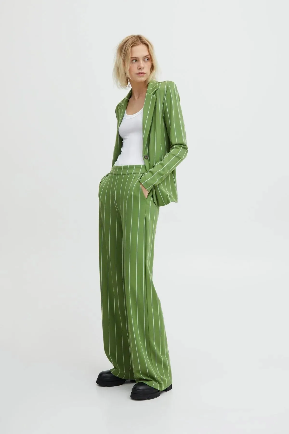 Pantalones ICHI Wide Ruti Willow Bough