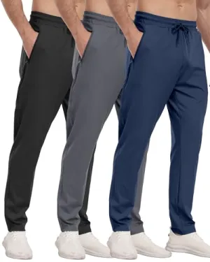 PARISDIARY 3 Pack Mens Athletic Sweatpants with Zipper Pockets,Workout Gym Joggers Pants for Men Running Jogging Pants.