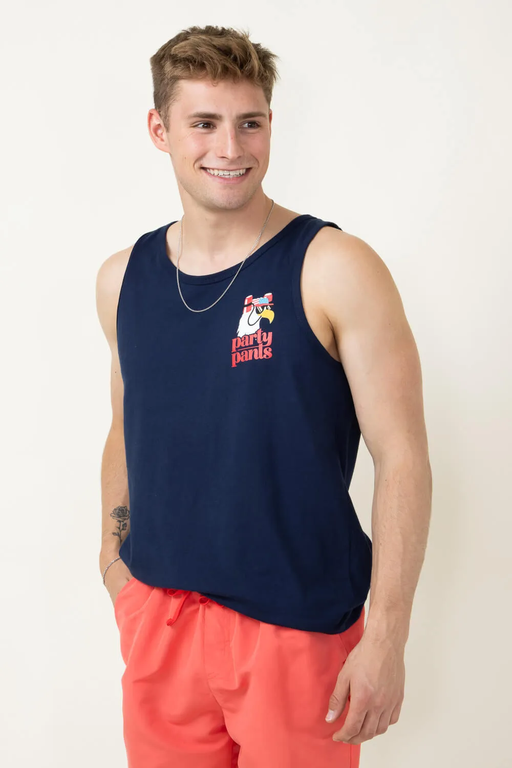 Party Pants Shred Eagle Tank Top for Men in Blue | P12418284-NAVY