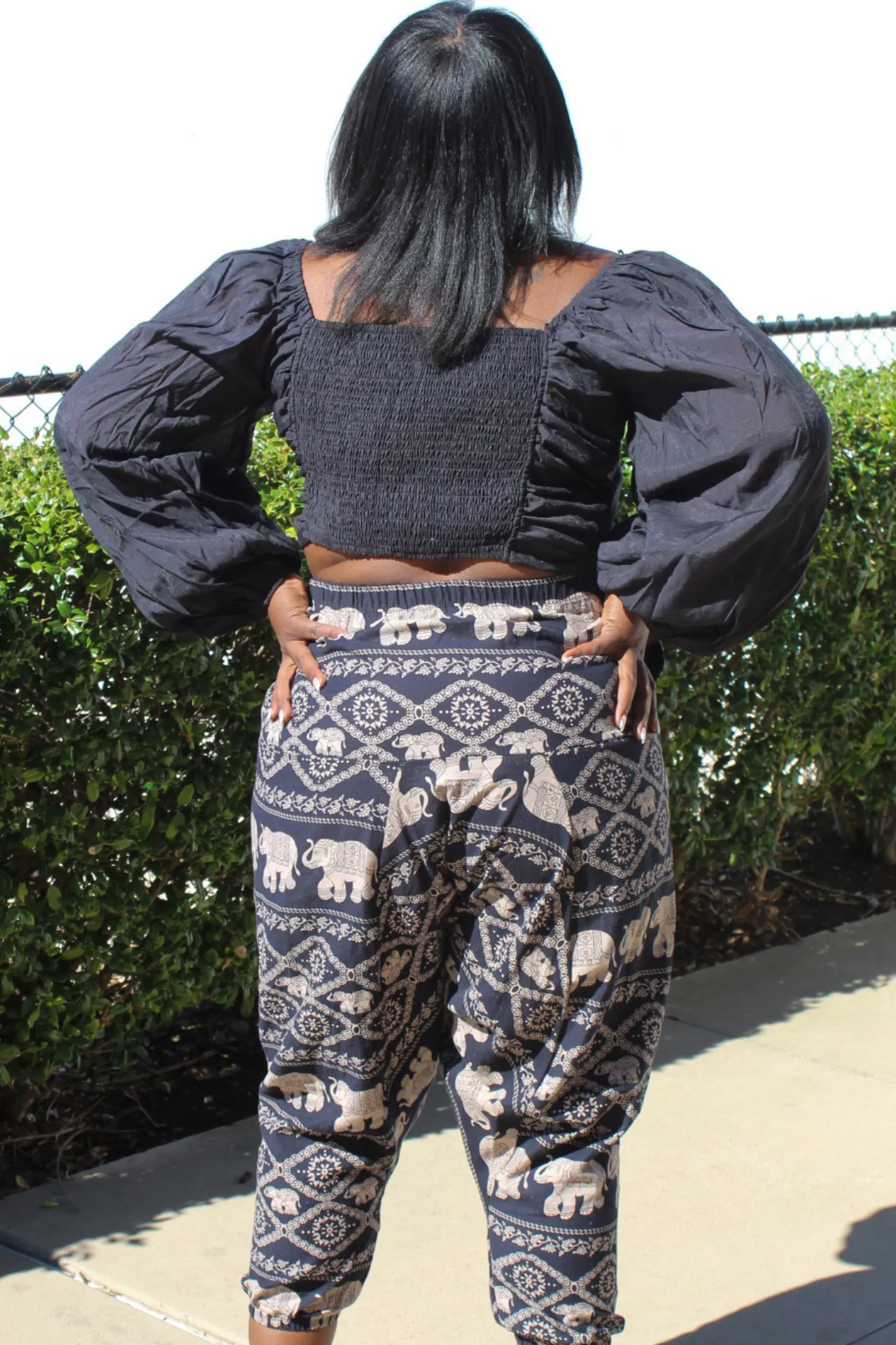 Pattern Harem Pants - Tan Elephants