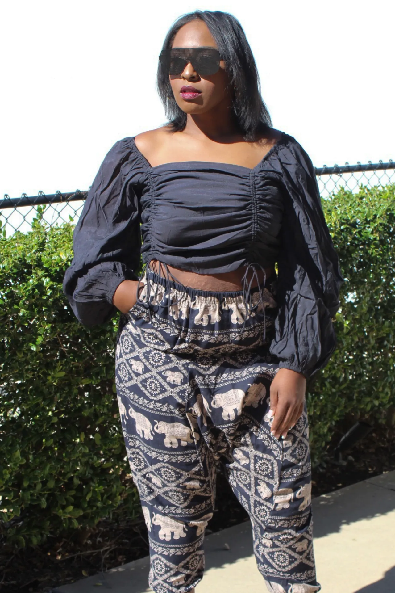 Pattern Harem Pants - Tan Elephants