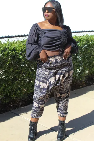 Pattern Harem Pants - Tan Elephants