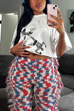 PG0193 Checkered Knitted Pants