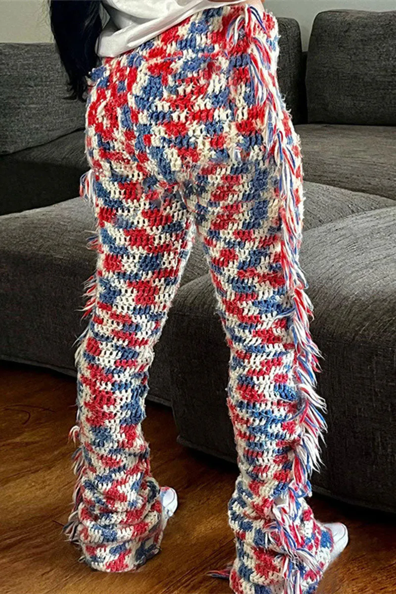 PG0193 Checkered Knitted Pants