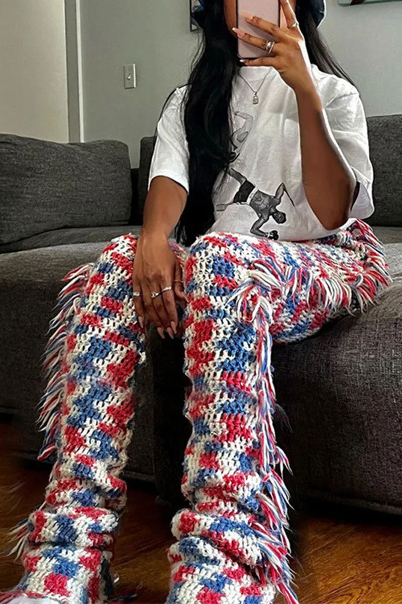 PG0193 Checkered Knitted Pants