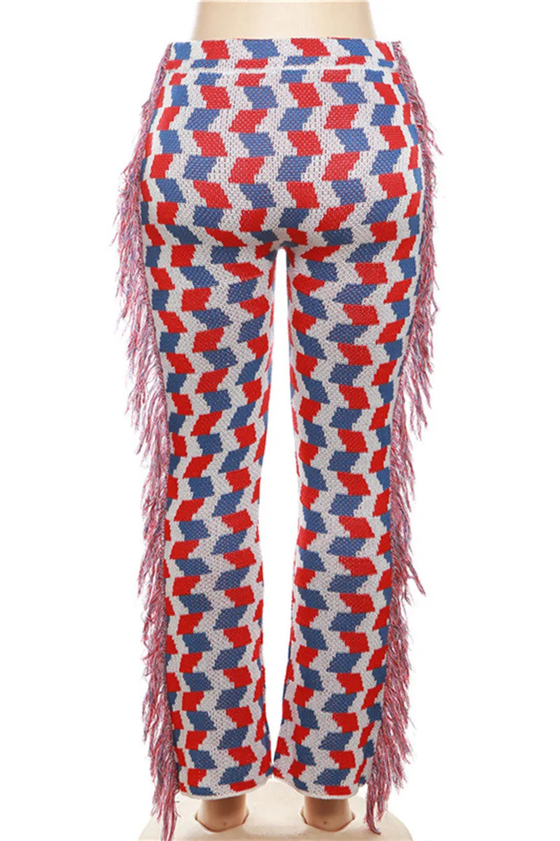 PG0193 Checkered Knitted Pants