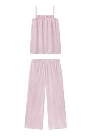 Pima Ruffle Pants Set in Bashful Brushstroke