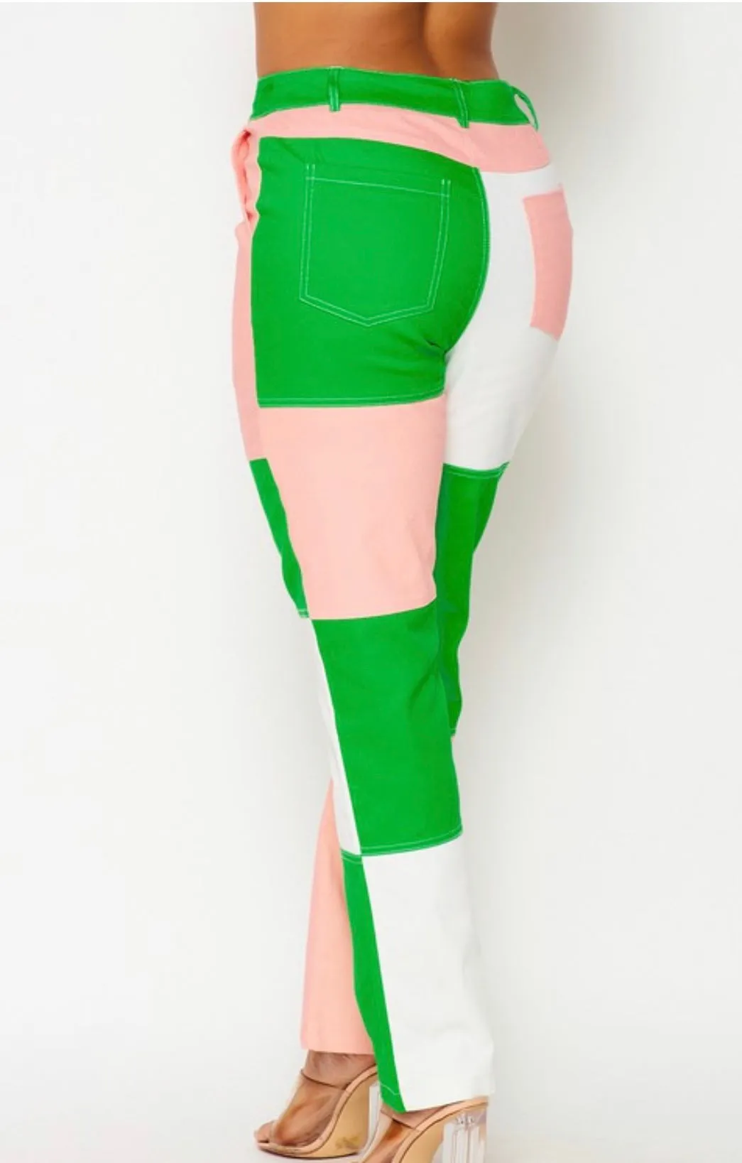 Pink and Green Patched Pants