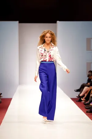 Pink Birds White Teresa Shirt - Wide Leg Pants